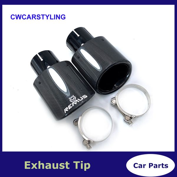 

1pcs car exhaust muffler remus pipe modified 105 115 150mm large diameter nozzle bright cawide oval carbon for any auto
