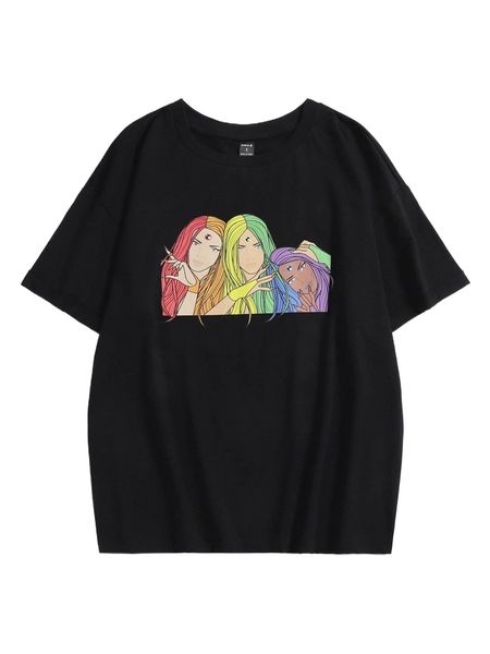 

x mvtrtk figure graphic round neck tee h88a#, White