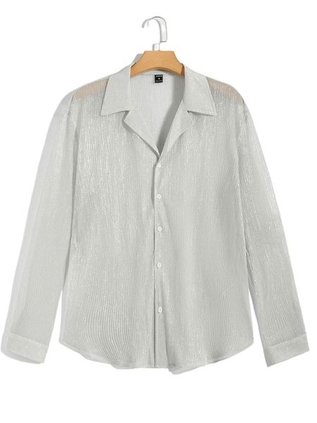 

men semi-sheer mesh shirt l5si#, White;black
