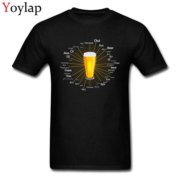 

word beer in 45 different languages different style men s o neck t shirts simple design cotton t shirt lj200827, White;black