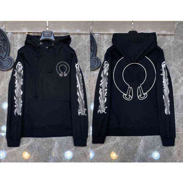 

classic mens fashion luxury zipper ch hoodies designer sweatshirts horseshoe sanskrit cross print pullover hooded sweater woman loose jackts, Black