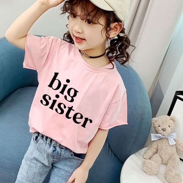 T-shirt 2 3 4 5 6 7 8 9 anni Vestiti per ragazza Kawaii Big Sister T Shirt Brother Pattern Camicie per ragazzi Harajuku Kids Cute