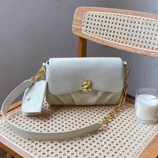 

summer fashionable purses fold cloud bag chain shoulder white bag cow leather handbags for women 2021 g220421