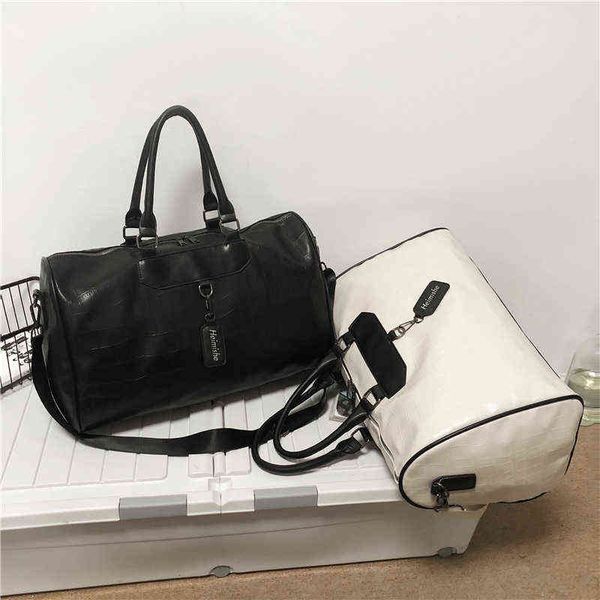 

duffel leather travel large capacity hand luggage duffle s fashion shoulder crossbody bag weekend package 220419