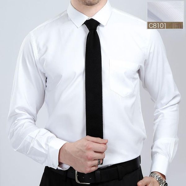 Camisas de vestido masculinas camisa sólida mensal de manga longa branca branca solta corera profissional jovem e de meia-idade Man Blue Shirtmen's Eldd22