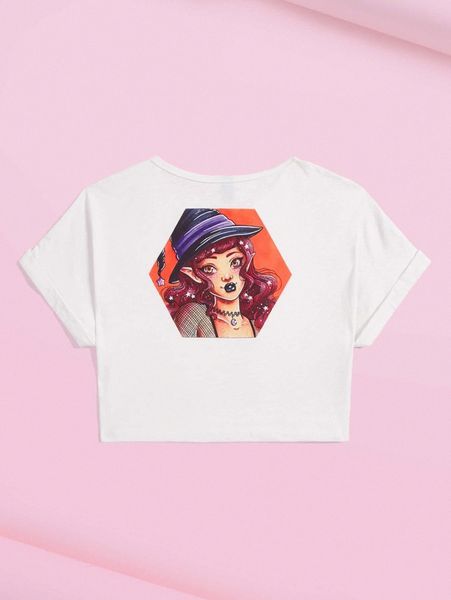 

x creative carrah figure graphic batwing sleeve tee 33gb#, White