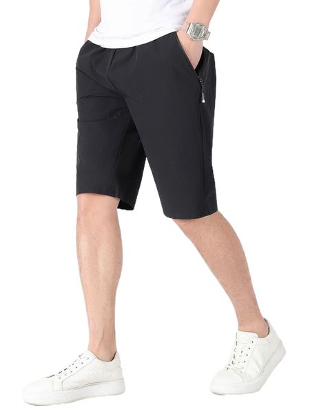 

men solid zip detail shorts b65x#, White;black