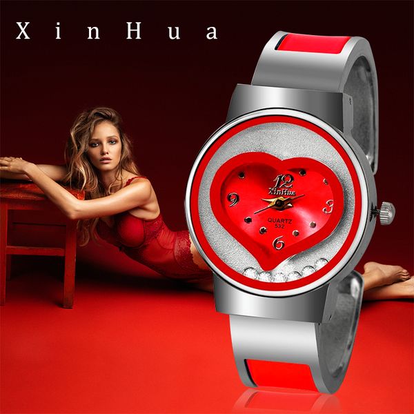 Nova pulseira Xinhua assista Women Women Luxury Brand Stainless Steel Quartz Thin Wrist Watches Ladies Fashion Bangle Feminio Relogio