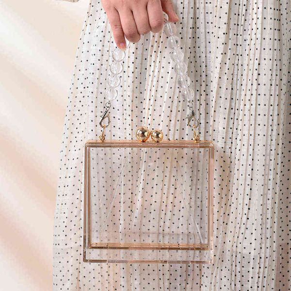 

nxy evening bags luxury beaded clutch purse for party designer transparent acrylic elegant handbags ceremony irregular crossbody 220510