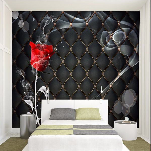 

large custom wallpaper roses black soft package background wall living room bedroom sofa home decoration