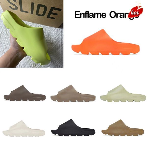 

2022 designer men summer slippers sandals brand-name shoes orange brown black and white fashion wide flat slippery thick sandals flip-flops