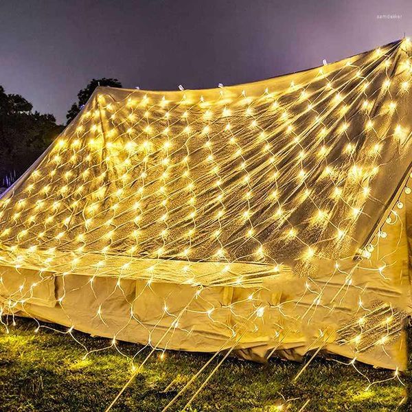 Stringhe a tende a LED Light Firy String Net Net Decorazioni natalizie per casa 2022 Decorazione da giardino all'aperto 3x2m EU 220V decoro