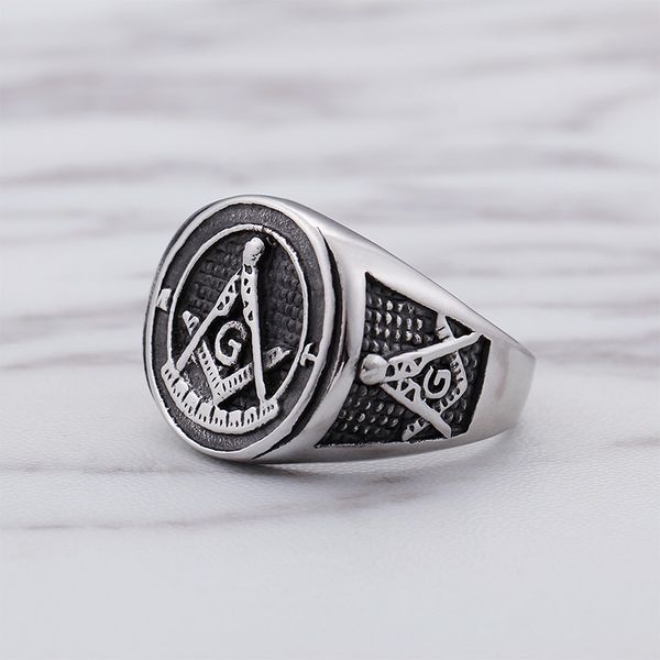 Edelstahl Herrenring Freemaoson Freimaurer Silber schwarz Ringe Freimaurer Freimaurer Embleme Schmuck Juwel Geschenk des Mannes