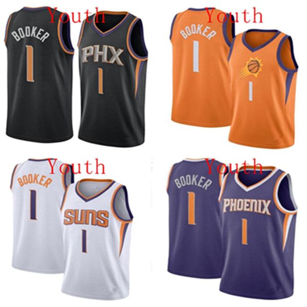 

youth kids ncaa 2022 sell phoenix's suns's devin 1 booker basketball jerseys 22 ayton 3 paul jersey kid edition city fans shirt, Black