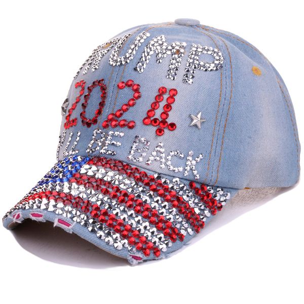 Trump Baseball Cap for Men Women Cotton Snapback Hat UNISEX Rhinestone Bling America Hip Hop Caps Gorras Casquette