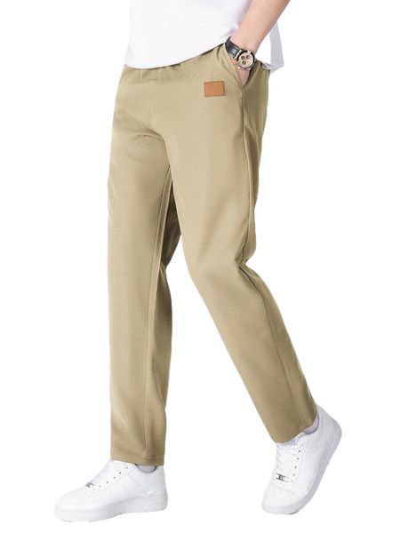 

men patch detail slant pocket pants z7co#, Black