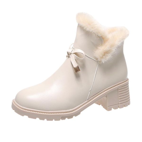 

short boots women's 2022 new fashion boots plush high heels women's casual shoes, Black