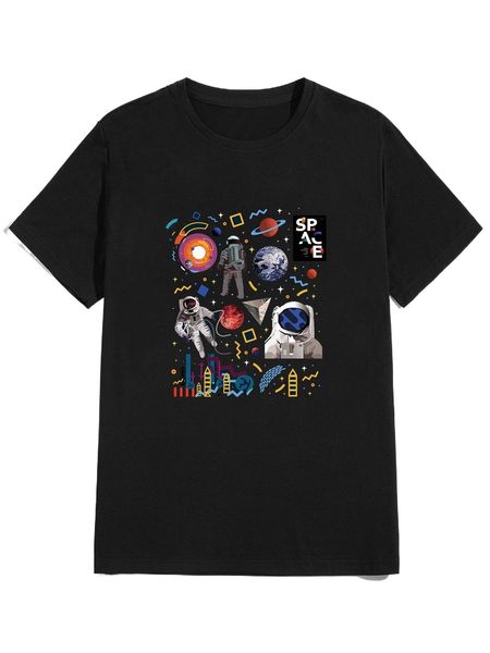 

romwe guys letter cartoon graphic tee m8lx#, White;black