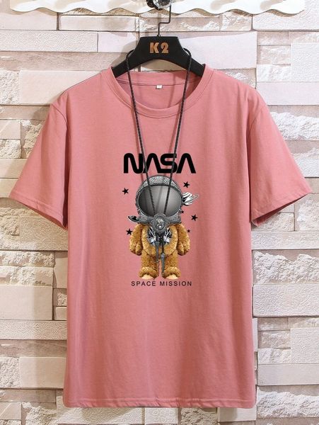 

men letter & spaceman print tee b169#, White;black