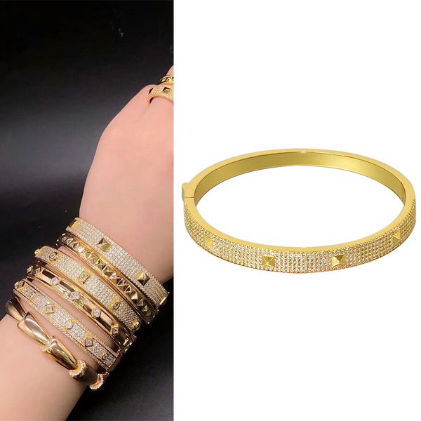 Bracciali Braccialetti per donna Moda Polsino Fascino Pietra di cristallo Retro Rame Metallo Coppia Gioielli africani Dubai Regalo di Natale Accessori femminili