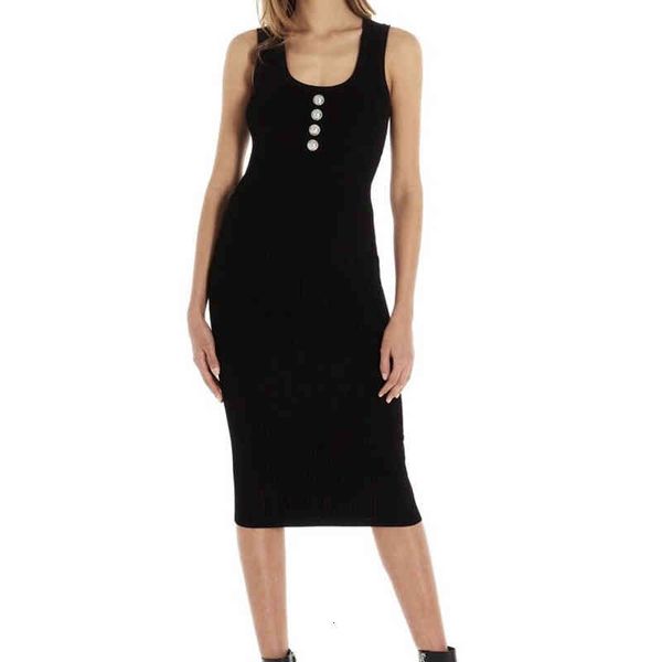 

casual dresses 2022 early spring u-neck temperament lion button simple fashion knitted bag hip dress px2f, Black;gray