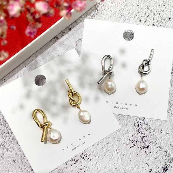 

fahion stainless steel knotted bow earring 18k gold stud earrings rose gold luxury jewelry for woman, Golden;silver