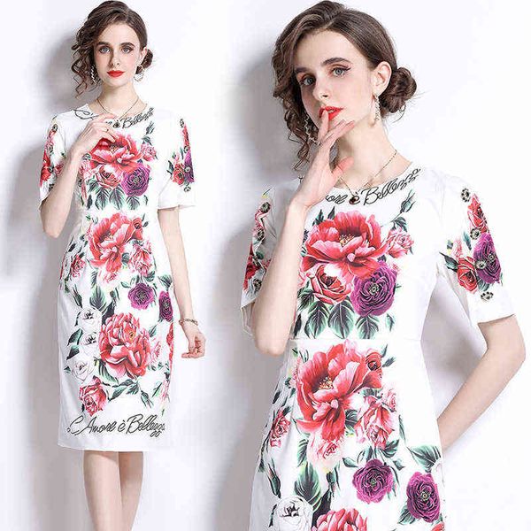 

luxury designer women's dresses spring and summer slim round neck color diamond waist print dresses, Black;gray
