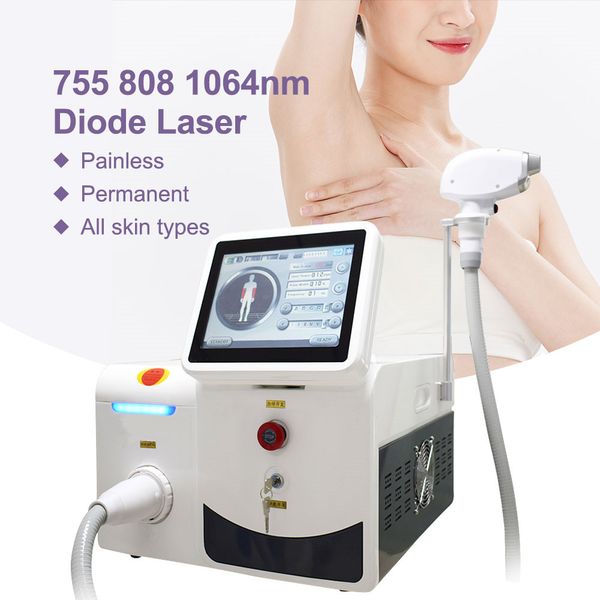 Buon feedback 808nm 3Wave 755 808 1064nm Laser a diodi Big Spot Cold Permanentemente indolore Depilazione del ghiaccio Trattamento di ringiovanimento della pelle Per tutte le pelli Fabbrica direttamente