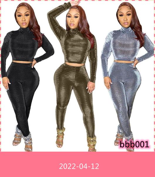 

women's tracksuits solid color golden velvet turtleneck long sleeve & sweatpants women two piece outfits winter warm casual suits, Gray