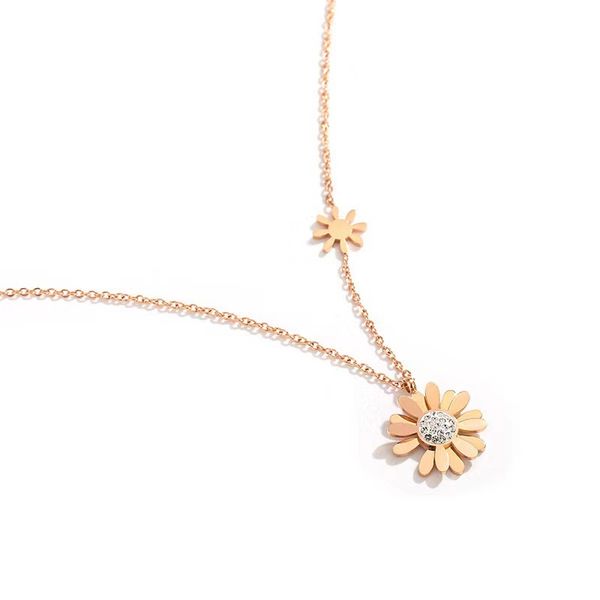 

pendant necklaces yun ruo not change color 18 k gold plated little daisy necklace fashion titanium stainless steel jewelry woman accessory, Silver