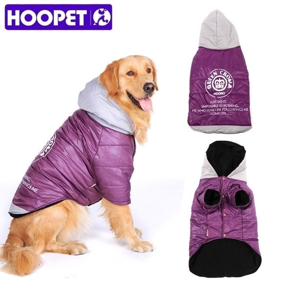 Hooplet grande cão roupa grande casaco de cachorro roxo quente algodão-acolchoado dois pés roupas engrossar casaco casaco casaco cão roupas y200328