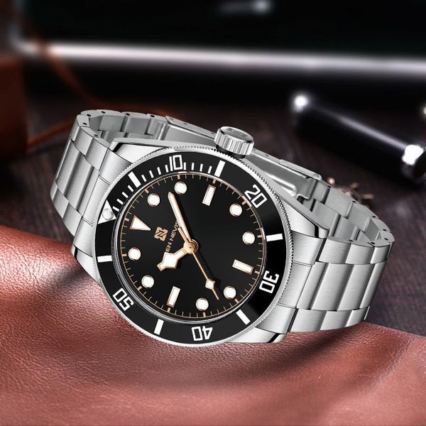 

business men's watch waterproof quartz watch stainless steel band personalized trend watch, Slivery;brown