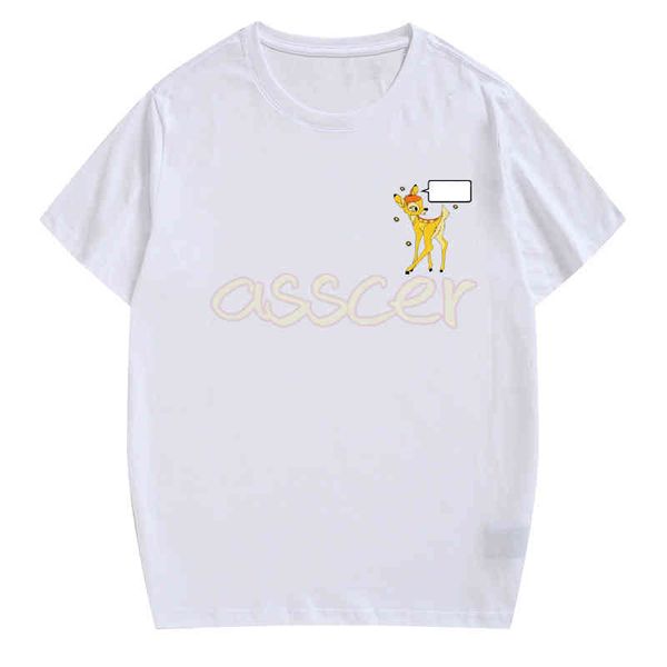 

new summer t shirts womens fashion sika deer print polos mens short sve casual te asian size s-2xl, White;black