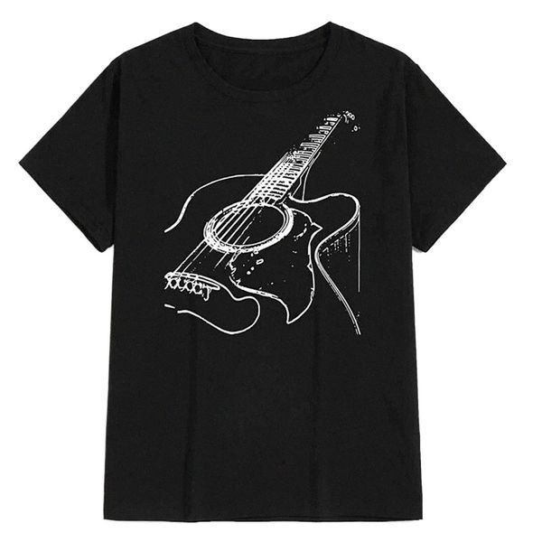 

men's tee t shirt stamping graphic prints guitar plus size round neck casual daily print short sleeve basic designer big and tall blac, White;black