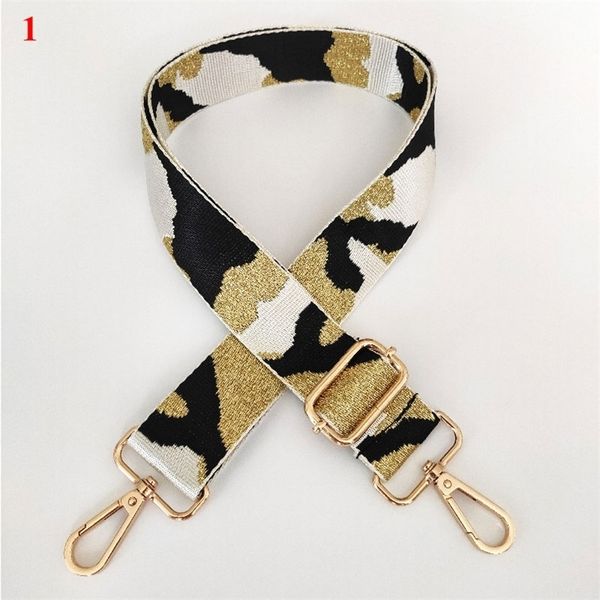 

130cm long shoulder straps camouflage webbing bag accessories for handbag gold silver buckle wide adjustable strap handle 220813, Black