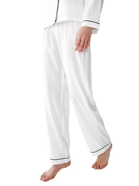 

comfort lightweight breathable contrast piping sleep pants 44si#, Black;red