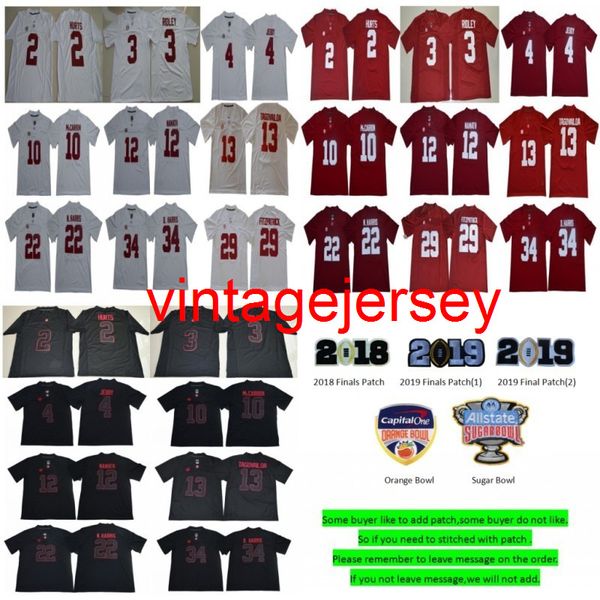 

college football 2019 alabama crimson tide tua tagovailoa jersey jerry jeudy damien najee harris jalen hurts sugar orange bowl red black