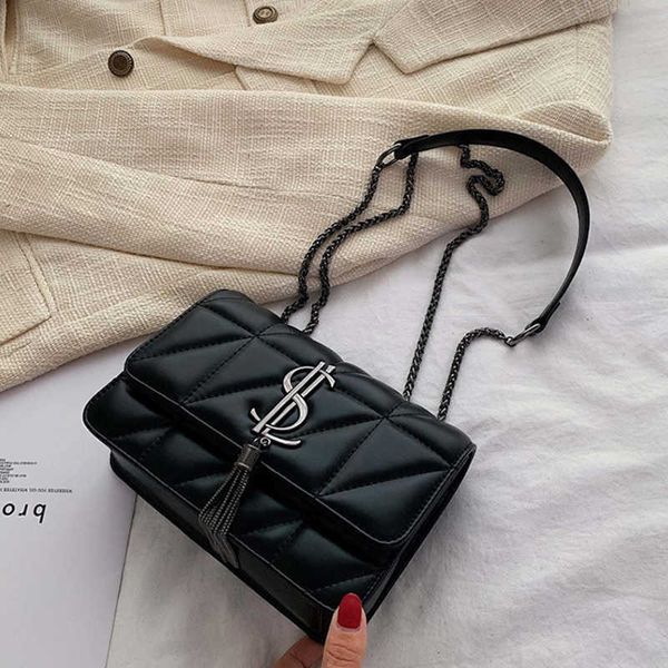 

luxury brand handbag fashion simple tassel square bag quality pu leather simple trend women's designer handbag lock shoulder messenger