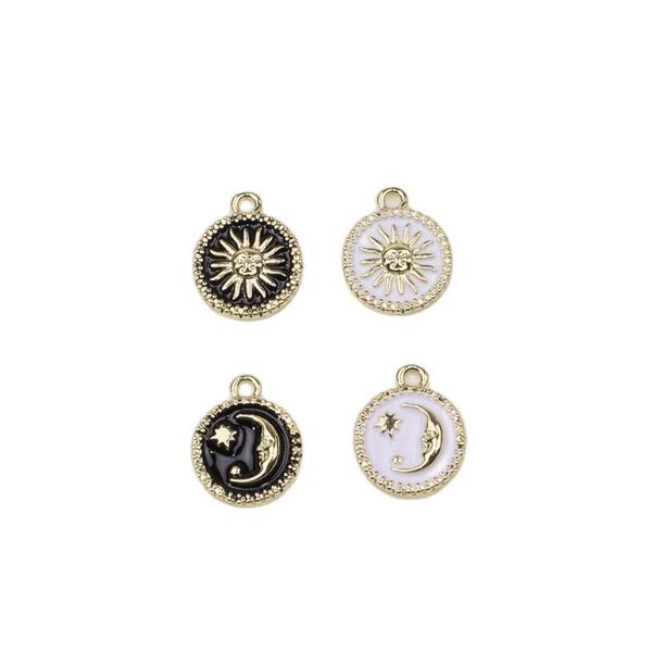 Charms Eruifa 10pcs 12mm bella splendente sole luna stella con moneta epossidica lega di zinco collana orecchino braccialetto gioielli fai da te fatti a mano 4 coloriciondoli