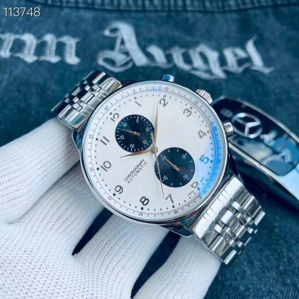 

u1 grade aaa watch new chronograph men 11 style high-end quality watch 41mm portugieser mechanical automatic mens steel case genuine leather, Slivery;brown