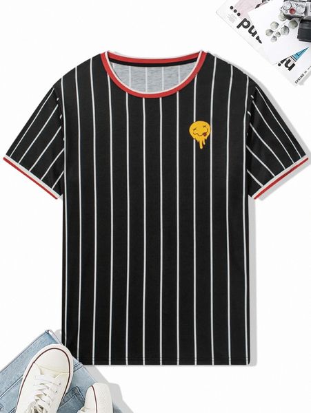 

men random vertical striped expression print tee g00v#, White;black
