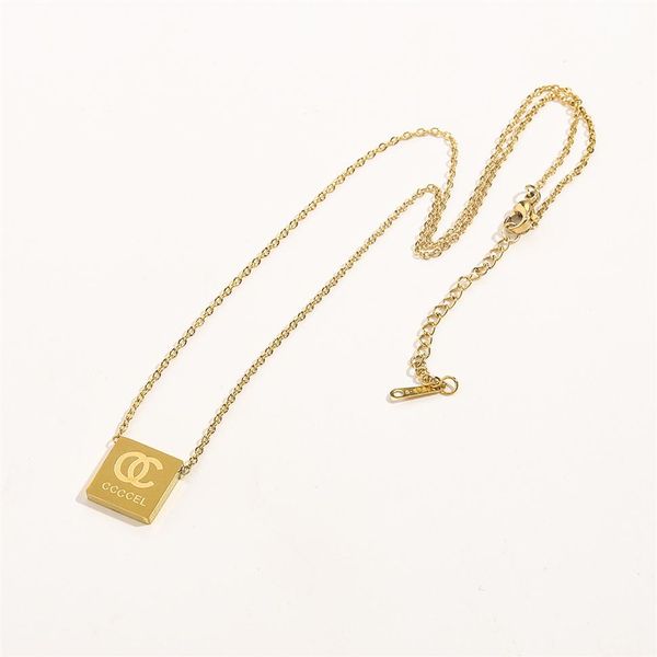 

never fading 14k gold plated luxury brand designer simple pendants necklaces stainless steel letter print choker pendant necklace 253b, Silver