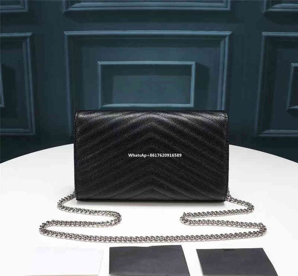 

100 original cowhide ladies chain crossbody bag designer caviar envelope stylish leather shoulder 2022 class handbag