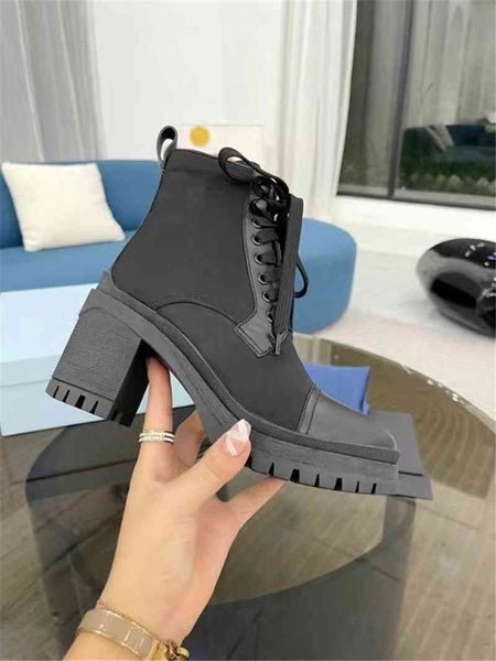 

boots boots original women quality designer shoes winter high fashion import waterproof nylon fabric boot womens square heel .5 cm inside 9, Black