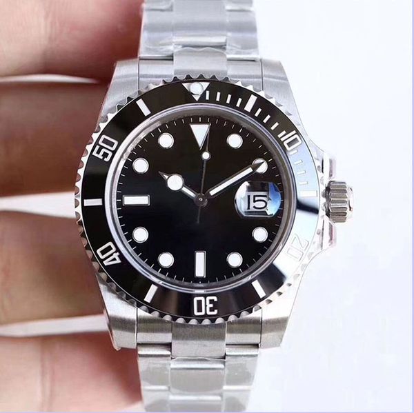 

st9 steel watch ceramic bezel black sapphire date 40mm automatic mechanical stainless mens men glide clasp wristwatches, Slivery;brown