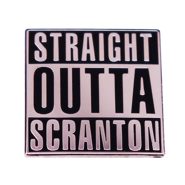 

straight outta scranton enamel pin the office meme brooch funny jewelry, Blue