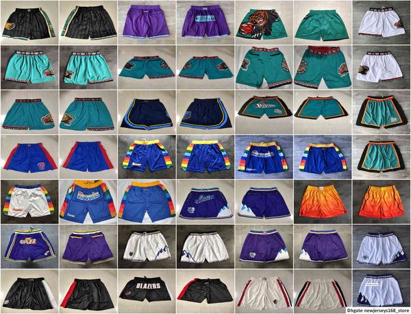 Shorts de basquete de equipe apenas Don Retro Wear Sport Pant com zíper de bolso Sorto de moletom Pop Black Purple Green