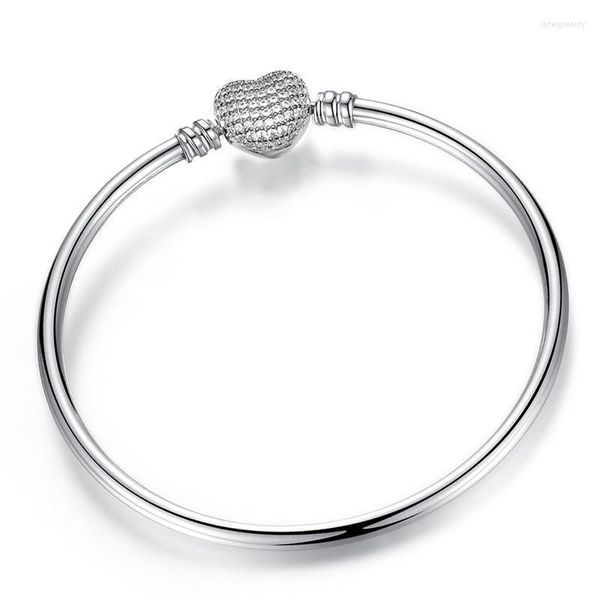 Armreif Einfache Silber Farbe Armband 925 Charme DIY Perlen Charms Handgelenk Kette Frauen Schmuck WholesaleBangle Inte22