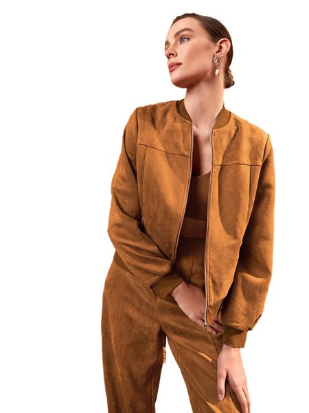 

x shams zip up suede bomber jacket p2m9#, Black;brown