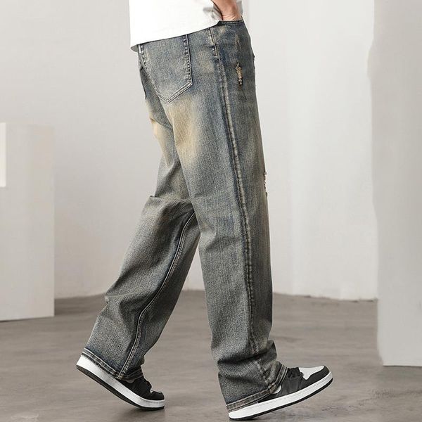 Jeans masculino verão fino plus size 44 Hole Hole jeants moda moda lose masculino jeans botes masculinos vestidos de roupas